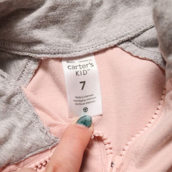 Carters Girls Long Sleeve Quarter Zip Colorblock T-Shirt Pink & Black Size 7 - Picture 5 of 7